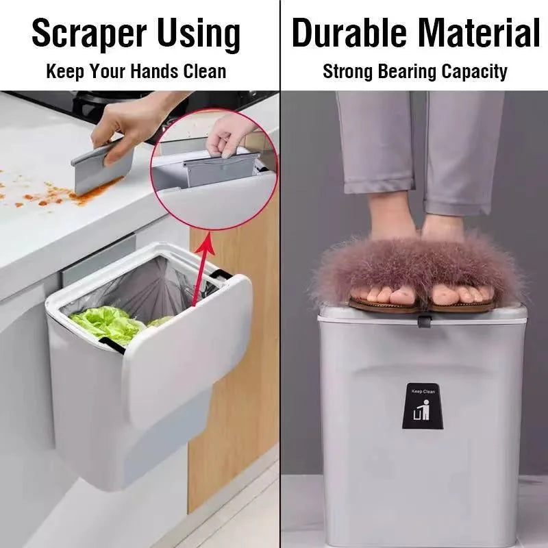 Space-Saving Wall-Mounted Kitchen Trash Bin Kitchen Trash Can Julia M Home & Kitchen   