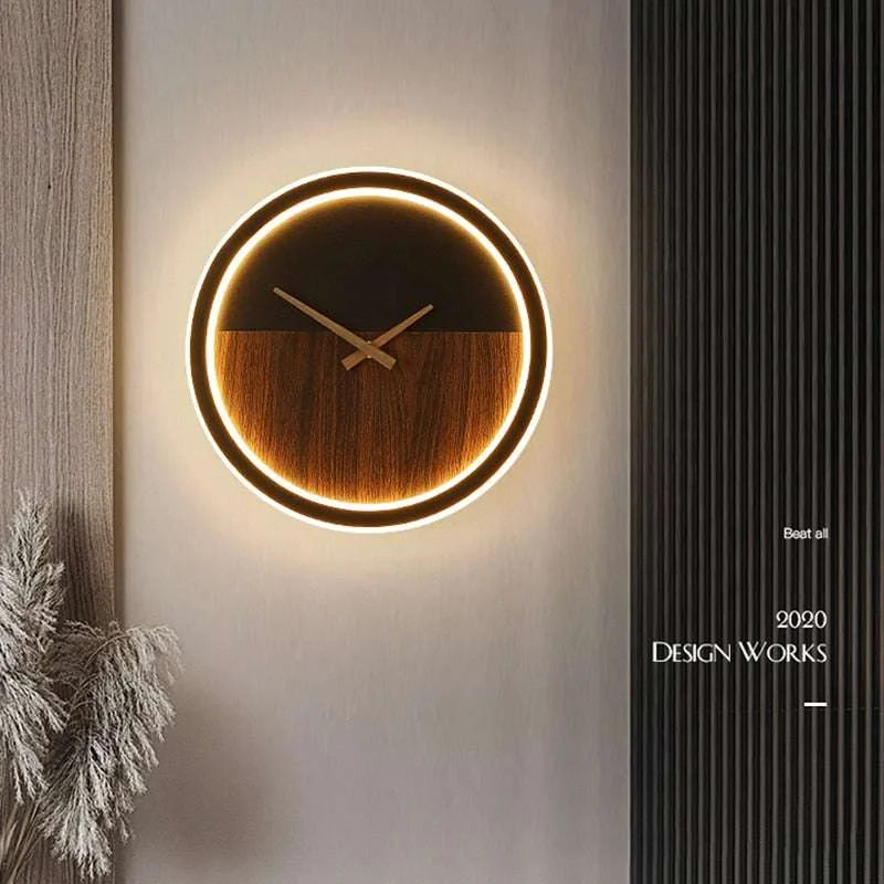 LED Wall Lamp with Clock - Illuminate Your Space in Style LED Wall Lamp with Clock - Illuminate Your Space in Style 3256803887816614-6776 Black D30cm-Cool white no remote wall light fixtures 83