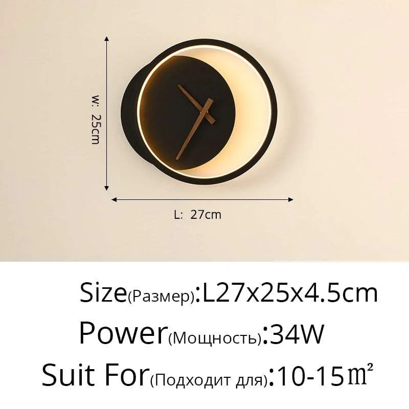 LED Wall Lamp with Clock - Illuminate Your Space in Style LED Wall Lamp with Clock - Illuminate Your Space in Style 3256803887816614-6776 Black D30cm-Cool white no remote wall light fixtures 83