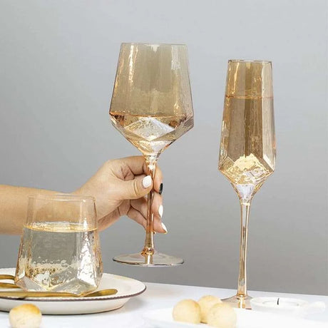 Light Luxury Gold Amber Champagne Goblet Wine Glasses Nordic Colored Home Lead-free Crystal Glass Hammered Diamond Whisky Cup Light Luxury Gold Amber Champagne Goblet Wine Glasses Nordic Colored Home Lead-free Crystal Glass Hammered Diamond Whisky Cup 3256803833227211-Wine Glass-301-400ml stemware 41