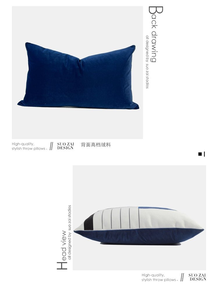 Pillow Cover Accessible Luxury Modern Minimalist Sofa Model Room Ins Lumbar Pillow Cushion B & B Designer Blue - Julia M LifeStyles