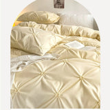 Lovey Cosy South Korea Accessible Luxury New Arrival Twisted Flower Washed Cotton Brushed Princess Cream Yellow Four-Piece Bedding Set - Julia M LifeStyles
