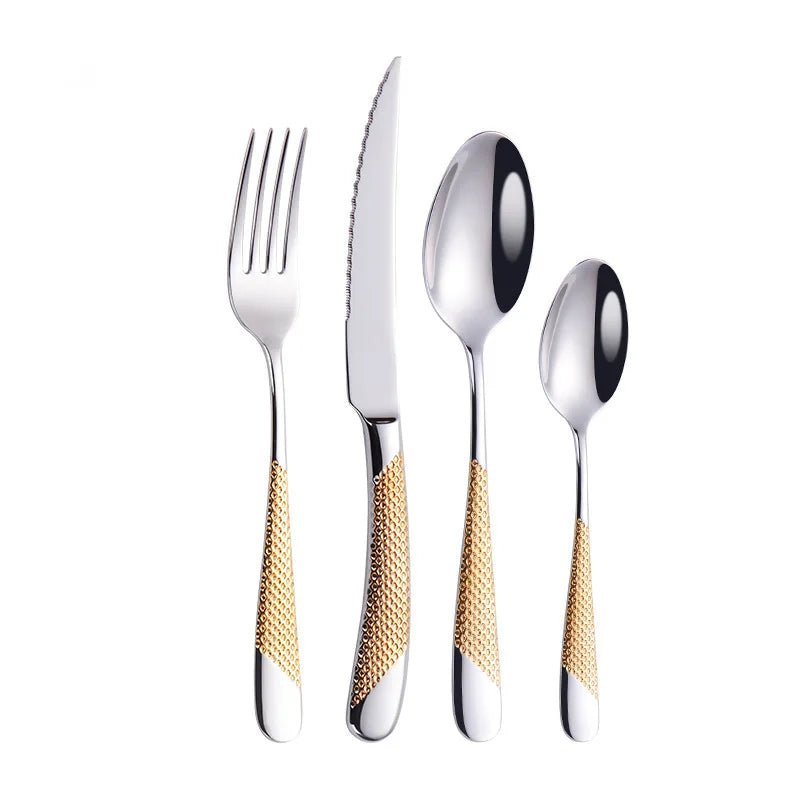 Luxurious Gold Inlay Stainless Steel Dinnerware Set 🍽️ - Julia M LifeStyles
