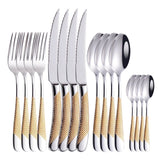 Luxurious Gold Inlay Stainless Steel Dinnerware Set 🍽️ - Julia M LifeStyles