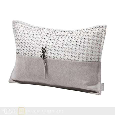 Modern simple and luxurious white leather woven stitching horsehair cushion pillow villa model room waist pillowcase Modern simple and luxurious white leather woven stitching horsehair cushion pillow villa model room waist pillowcase 1005005289059992-White-30*50cm 85