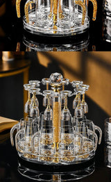 Luxury Crystal Spirits Shooter Glass Set with Gold Foil Decanter - Julia M LifeStyles
