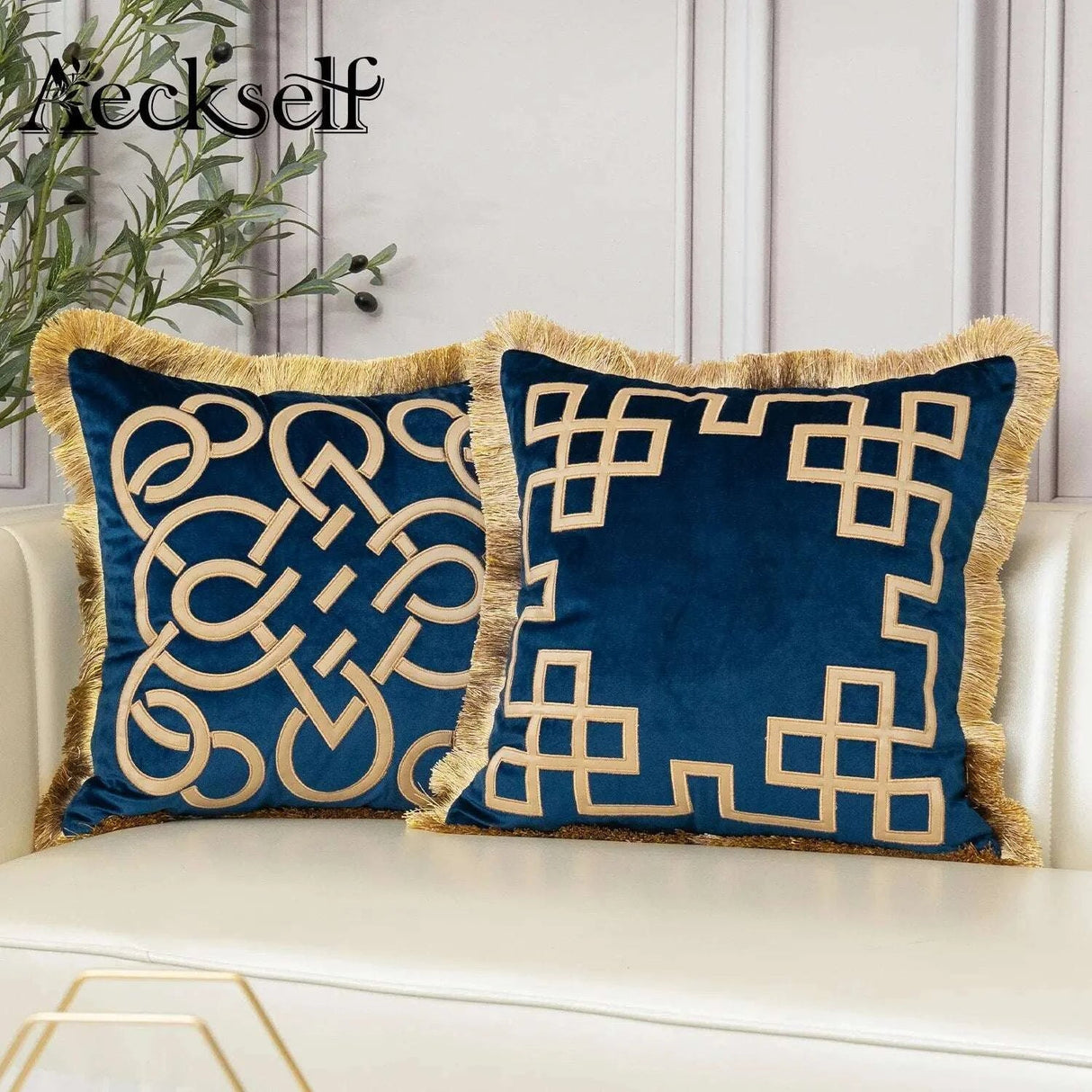 Luxury Embroidered Velvet Cushion Cover with Tassel - Julia M LifeStyles