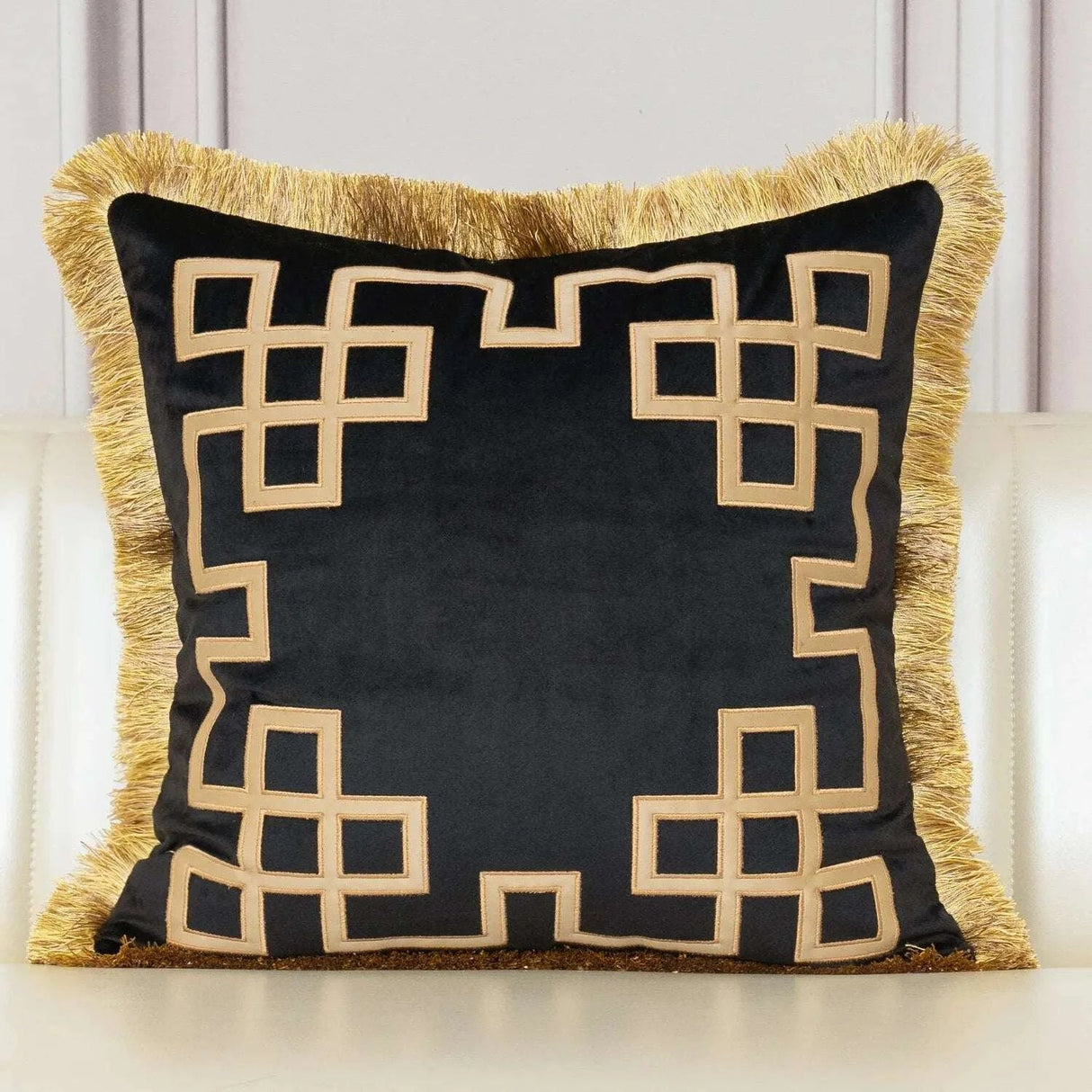 Luxury Embroidered Velvet Cushion Cover with Tassel - Julia M LifeStyles