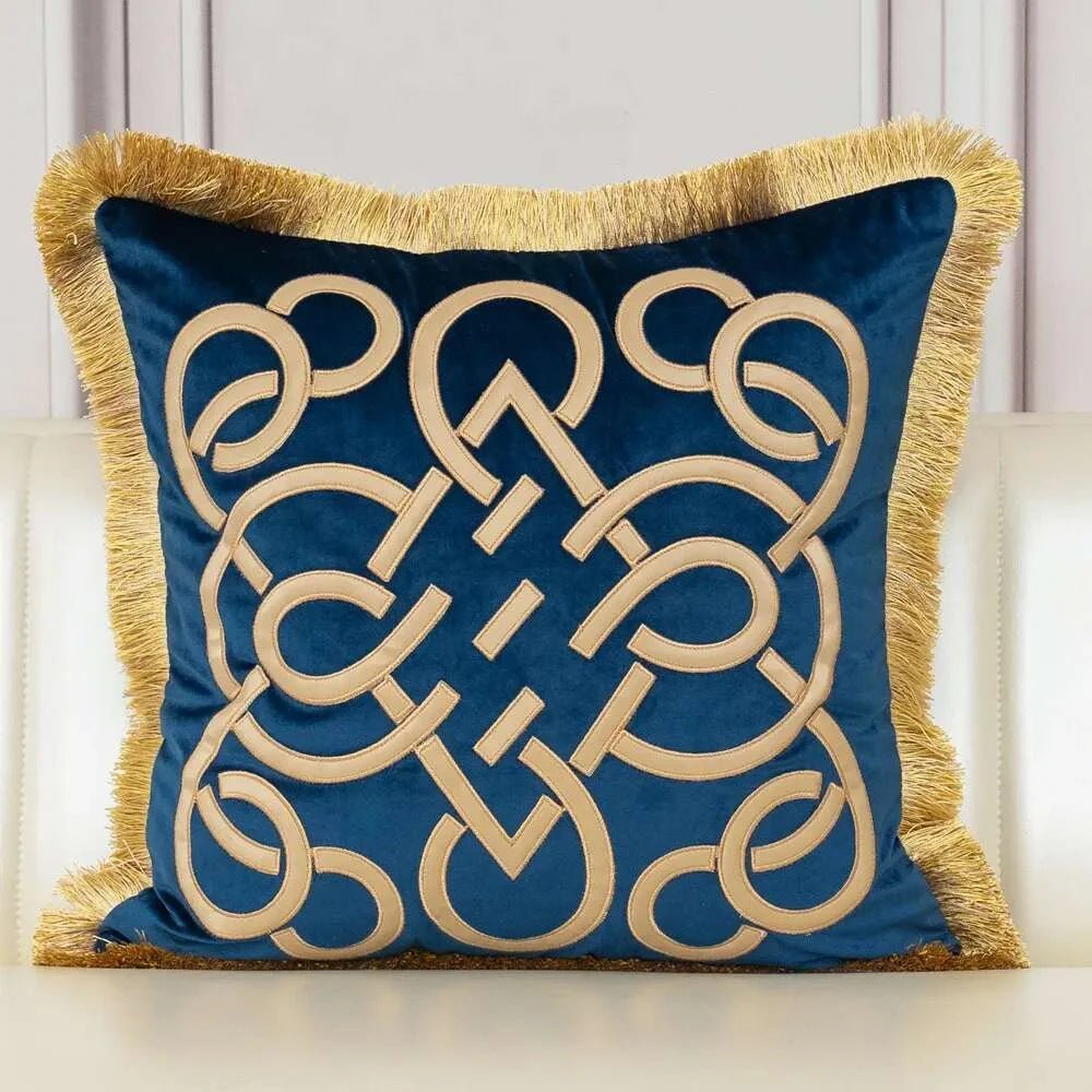 Luxury Embroidered Velvet Cushion Cover with Tassel - Julia M LifeStyles