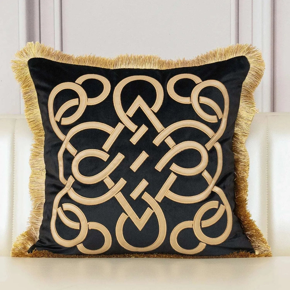 Luxury Embroidered Velvet Cushion Cover with Tassel - Julia M LifeStyles