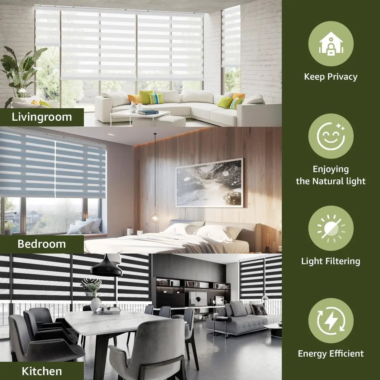 Manual Cordless Spring Zebra Blinds For Windows - Julia M LifeStyles