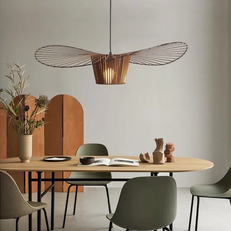 Modern French Designer Straw Hat Chandelier with LED Lighting - Julia M LifeStyles