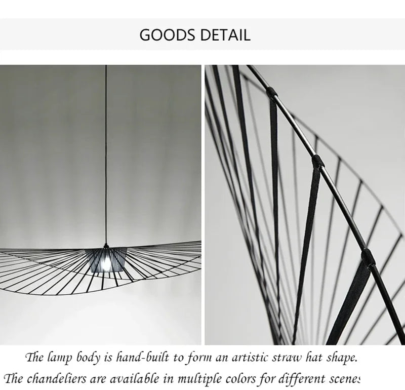 Modern French Designer Straw Hat Chandelier with LED Lighting - Julia M LifeStyles