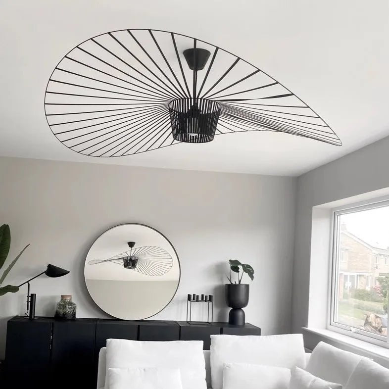 Modern French Designer Straw Hat Chandelier with LED Lighting - Julia M LifeStyles