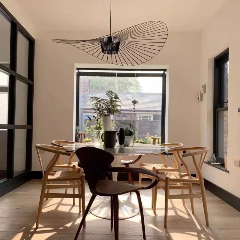 Modern French Designer Straw Hat Chandelier with LED Lighting - Julia M LifeStyles