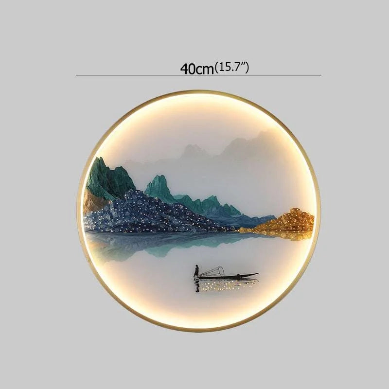 Modern Landscape Painting LED Sconces Round Lamp Modern Landscape Painting LED Sconces Round Lamp 3256802427514495-Style A Black D40cm-China-220V wall light fixtures 107