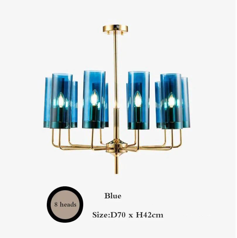 Modern Luxury Glass Chandelier with 6-15 Heads in Blue/Cognac - Julia M LifeStyles