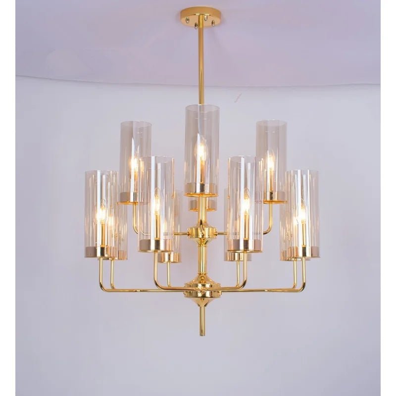 Modern Luxury Glass Chandelier with 6-15 Heads in Blue/Cognac - Julia M LifeStyles