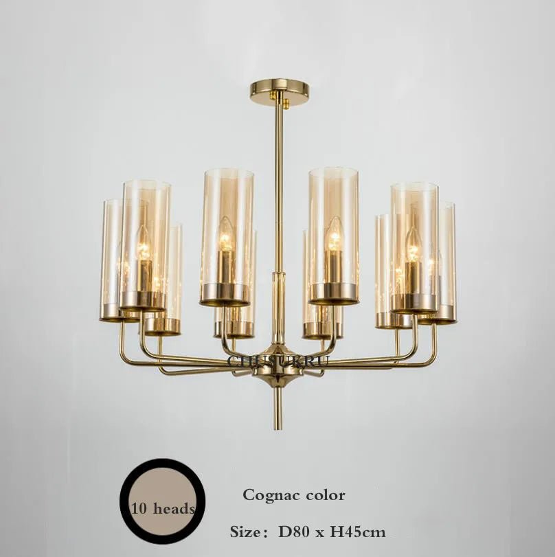 Modern Luxury Glass Chandelier with 6-15 Heads in Blue/Cognac - Julia M LifeStyles