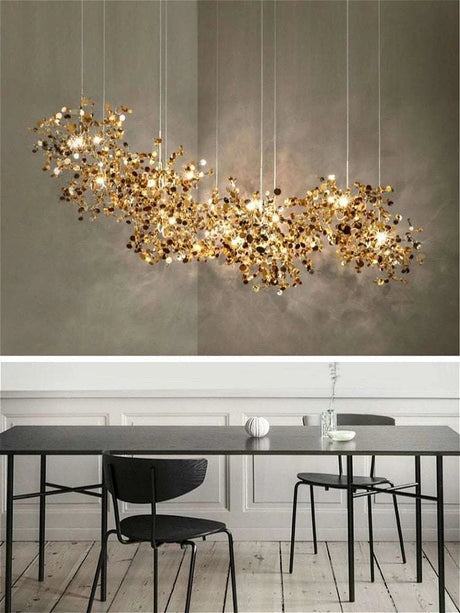 Nordic Modern Personality Stainless Steel Chrome Leaf LED Chandelier Nordic Modern Personality Stainless Steel Chrome Leaf LED Chandelier 3256801809320504-1 head-Cold White-Golden chandeliers 105