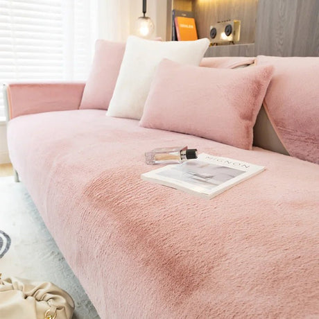 Modern Solid Colour Plush Anti-Slip Sofa Cover - Julia M LifeStyles