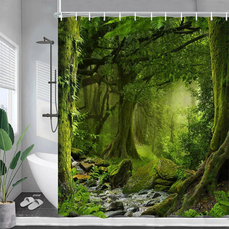 Nature Forest Landscape Shower Curtain - Eco-Friendly Rainforest Decor - Julia M LifeStyles