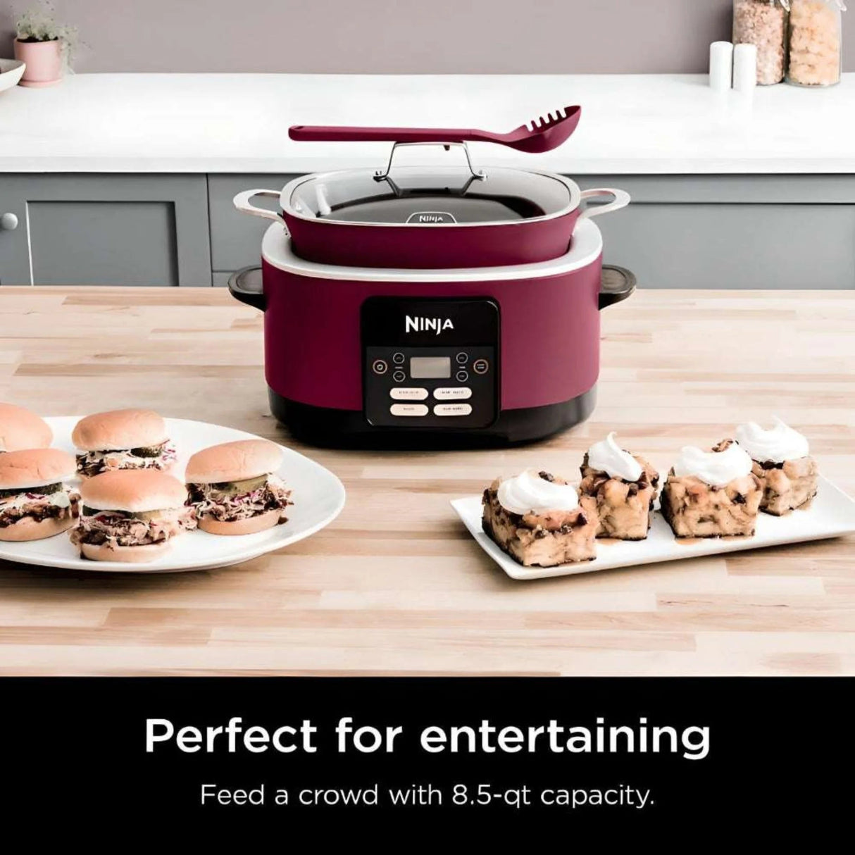 8.5 Quart Slow Cooker, Glass Lid & Integrated Spoon, Nonstick, Oven Safe Pot To 500°F, Multi-Slow Cooker - Julia M LifeStyles