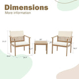 Acacia Wood 3-Piece Outdoor Bistro Set with Cream Cushions - Julia M LifeStyles
