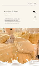 Rabbit Milk Fiber Four-Piece Set Winter Thicken Thermal Double-Sided with Velvet Flange Coral Fleece Bed Sheet Quilt Cover Three-Piece Set - Julia M LifeStyles