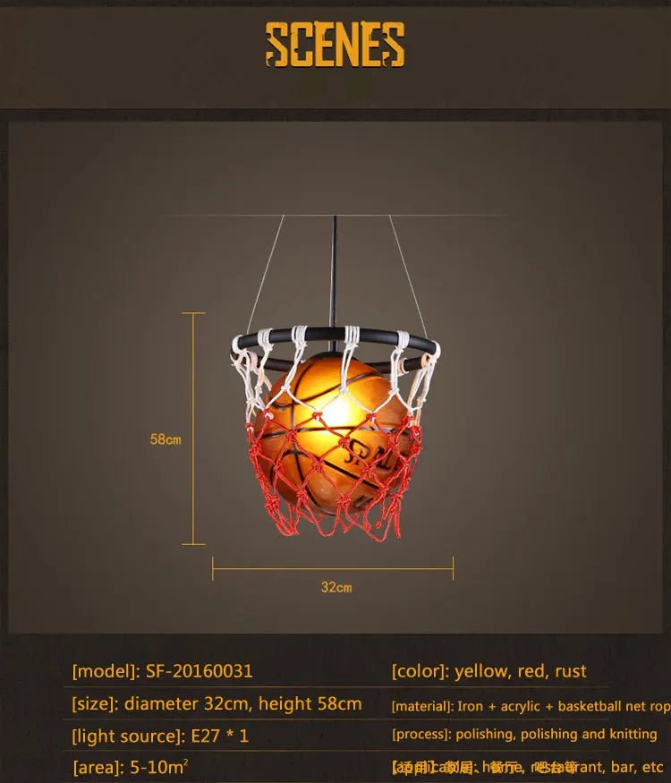 Retro Basketball Pendant Lamp for Sports-Themed Decor - Julia M LifeStyles