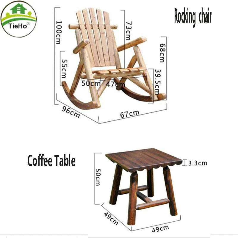 Rustic Wood Rocking Chair Coffee Table: Vintage Charm for Outdoor and Indoor Relaxation Rustic Wood Rocking Chair Coffee Table: Vintage Charm for Outdoor and Indoor Relaxation 3256803087858523-Coffee Table retro solid wood rocking chair 92