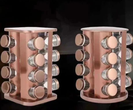 Elegant Rose Gold Stainless Steel & Glass Rotating Seasoning Container - Julia M LifeStyles