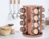 Elegant Rose Gold Stainless Steel & Glass Rotating Seasoning Container - Julia M LifeStyles