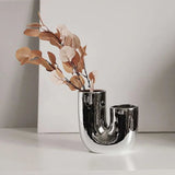 Silver plating Ceramic Vase Nordic home decoration Flower shape Vases for flowers Living room TV cabinet table decor florero - Julia M LifeStyles