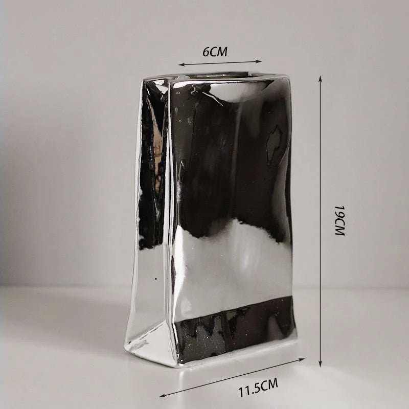 Silver plating Ceramic Vase Nordic home decoration Flower shape Vases for flowers Living room TV cabinet table decor florero - Julia M LifeStyles