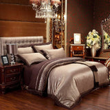 Sliver Gold Luxury Silk Satin Jacquard duvet cover bedding set queen king size Embroidery bed set bed sheet/Fitted sheet set Sliver Gold Luxury Silk Satin Jacquard duvet cover bedding set queen king size Embroidery bed set bed sheet/Fitted sheet set 2251832616411958-Color 2-Fitted sheet style-Queen 4Pcs 109