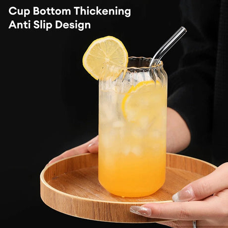 Korean Elegance Striped Glass Cup - Julia M LifeStyles