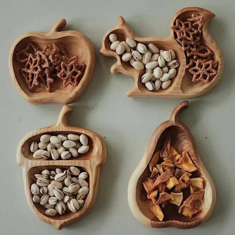 Squirrel Wooden Snack Tray with Nut Container 🐿️ - Julia M LifeStyles