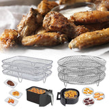 Stainless Steel Air Fryer Accessory Set with Three Stackable Racks and 10-Inch Liners - Julia M LifeStyles