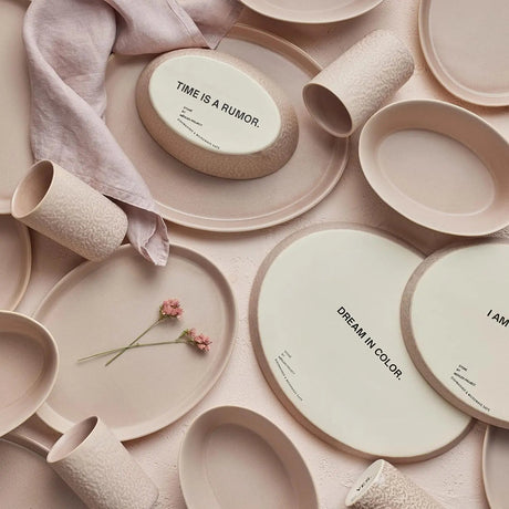 Stoneware 16-Piece Dinnerware Set Nude Easy To Care for Dishwasher Safe Unique Works of Art Different Shades of Beige and Pink - Julia M LifeStyles