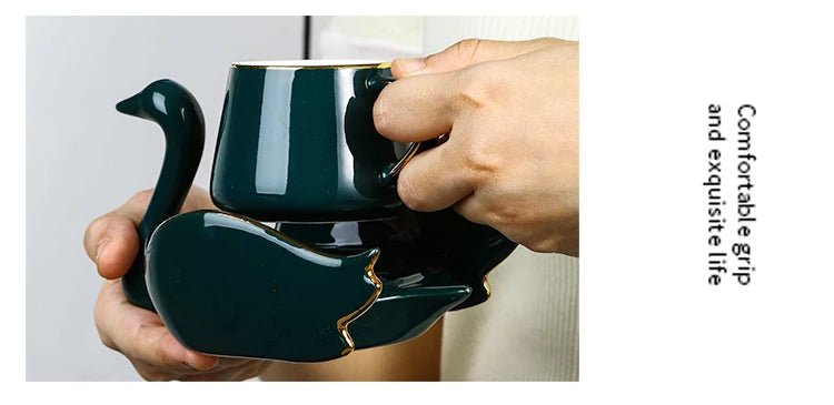 Swan Luxury Porcelain Coffee Cup and Saucer Set - 110ml - Julia M LifeStyles