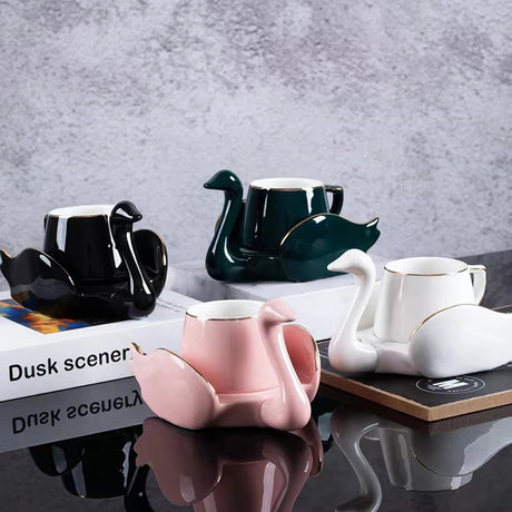Swan Luxury Porcelain Coffee Cup and Saucer Set - 110ml - Julia M LifeStyles