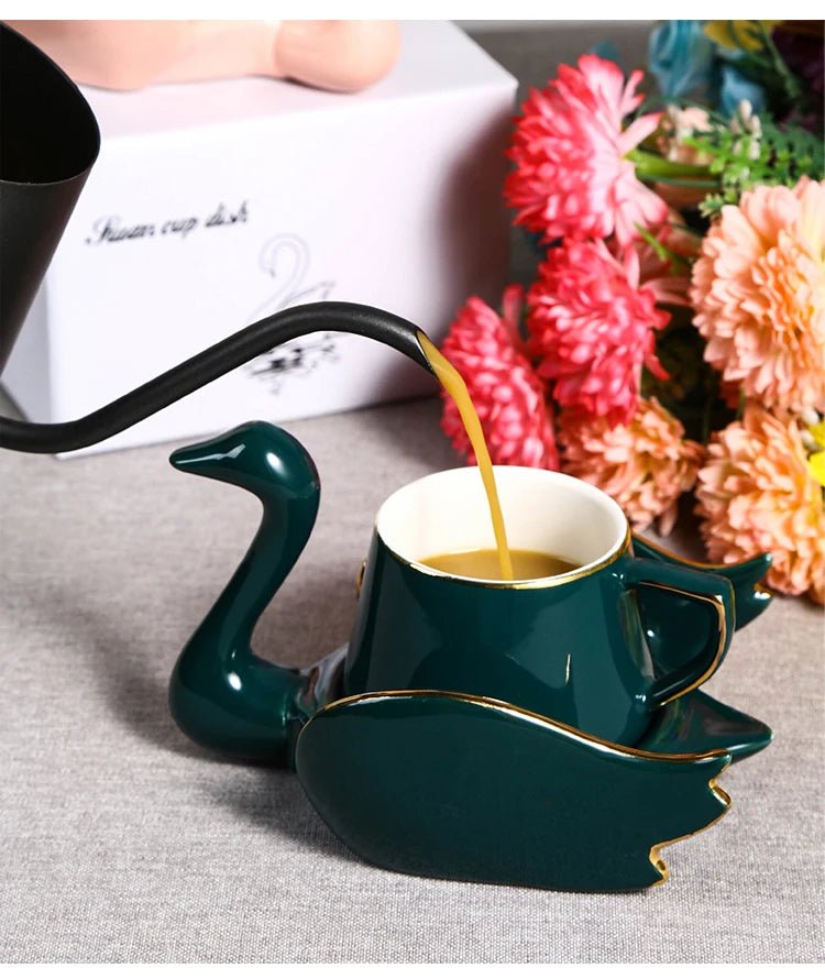 Swan Luxury Porcelain Coffee Cup and Saucer Set - 110ml - Julia M LifeStyles