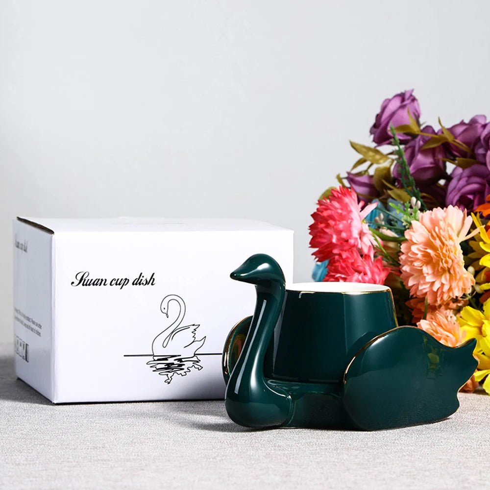 Swan Luxury Porcelain Coffee Cup and Saucer Set - 110ml - Julia M LifeStyles