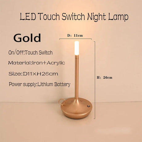 Table lamp for bedroom Rechargeable Wireless touch lamp Camping candle Creative lamp rechargeable USB-C desk lamp - Julia M LifeStyles