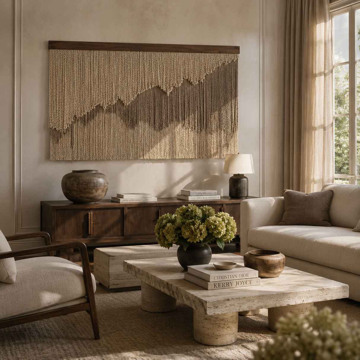 The Aiko Wabi-Sabi™ Artisan Wall Tapestry Quiet Luxury Textile Art for Serene Interiors