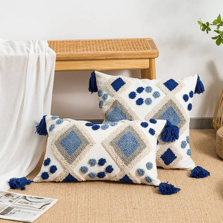 Tassel 1pc double diamond shaped plush pillowcase with waist pillowcase 30x50cm 45x45cm Bohemian style suitable for home decor - Julia M LifeStyles