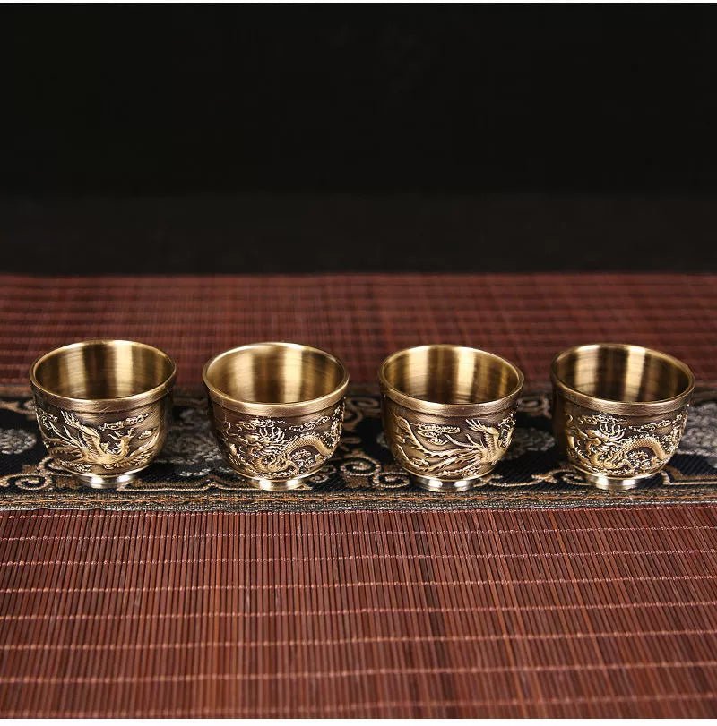Vintage Bronze Gift Box Tray Cup Kung Fu Tea Set - Julia M LifeStyles