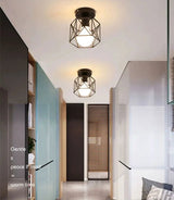 Vintage E27 Ceiling Lights Ceiling Lamps For Corridor Foyer Aisle Black Metal Indoor Cage Chandelier Lighting Fixures for Home - Julia M LifeStyles