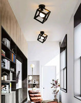 Vintage E27 Ceiling Lights Ceiling Lamps For Corridor Foyer Aisle Black Metal Indoor Cage Chandelier Lighting Fixures for Home - Julia M LifeStyles